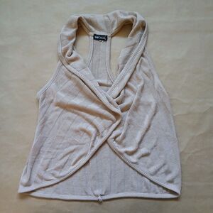 Wet Seal Vest Medium Sleeveless Open Front Top Beige Coastal Knit